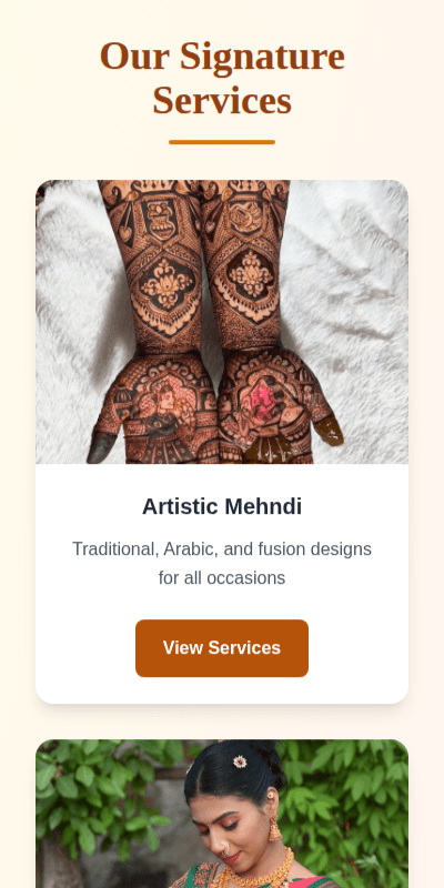 Nutan Makeup & Mehndi Mobile View